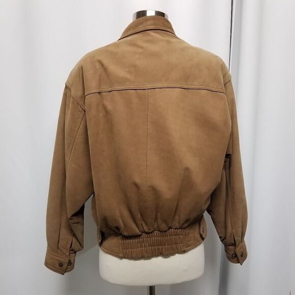 Vintage 90s y2k Adventure Bound Aviator Bomber Insulated Brown Leather Jacket Md - Picture 5 of 9